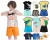 Kit Sortido Interativo 10 Peças de Roupas Infantil Menino Verão (5 Camisetas + 5 Bermudas) Kit 5 Conjuntos de Roupa Infantil Menino