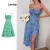 🧡 Lovito Vestido Boho Com Fenda Floral E Amarração Frontal, Vestido De Verão/primavera Feminino Lne31004 (azul)