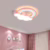 Lustre de Quarto Infantil Plafon Sobrepor Nuvem Arco íris Led 56w 3 Cores de Luz Bivolts