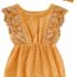 Conjunto de 3 peças de roupa para bebês meninas liso canelado com girassol, calça curta, roupa para cabeça