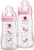 MAM Baby Kit 2 Mamadeiras Easy Active Set, 270ml e 330ml Com Formato Ergonômico e Fácil de Segurar para Crianças 2+ Meses com Bico de Silicone Skinsoft, Rosa