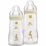 MAM Baby Kit 2 Mamadeiras Easy Active Set, 270ml e 330ml Com Formato Ergonômico e Fácil de Segurar para Crianças 4+ Meses com Bico de Silicone Skinsoft, Neutra