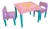 Mesa Infantil Colorida Com 2 Cadeira Tritec Educativa Menina Rosa