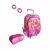 MOCHILA DE RODINHAS INFANTIL ESCOLAR MENINAS SKYE PATRULHA CANINA COM ESTOJO PENAL BOLSINHA DE LAPIS ROSA BRILHO
