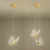 Pendente Dourado Borboleta De Luz LED de 3 cores em 1 luminária de teto do quarto Bivolt