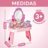 Penteadeira Infantil Princesa Maquiagem com Acessórios Brinquedo Menina Faz de Conta (Rosa)