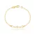 > Pulseira Banho de Ouro 18K Infantil Elos Corações Vazados com Losango e Detalhe em Pérola (15cm + 3cm)