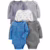 🛍️Simple Joys by Carter’s Body de manga comprida para bebês e meninos, pacote com 5 unidades de bodies, Azul/cinza/branco, 3-6 Months
