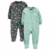 Simple Joys by Carter’s Pacote com 2 unidades de algodão com zíper bidirecional para bebês meninos, para dormir e brincar, Dinossauro cinza escuro/listras verde-menta, 6-9 Meses