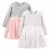 Simple Joys by Carter’s Pacote com 2 vestidos canelados elásticos para meninas, Rosa/cinza, 5 Anos