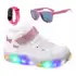 🤩Tênis Feminino Infantil De Led Borboleta + Óculos E Relógio